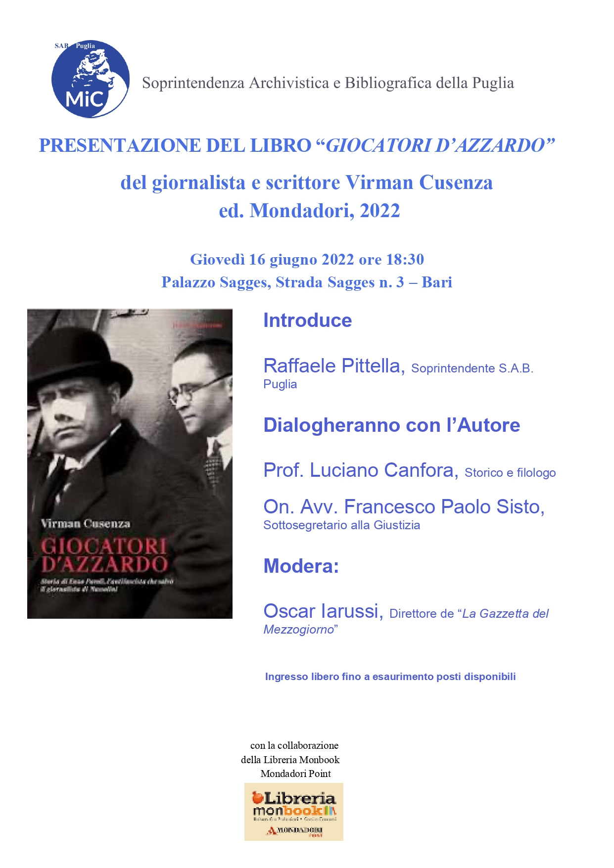"Giocatori d'azzardo. Storia di Enzo Paroli, l'antifascista che salvò il giornalista di Mussolini" : presentazione